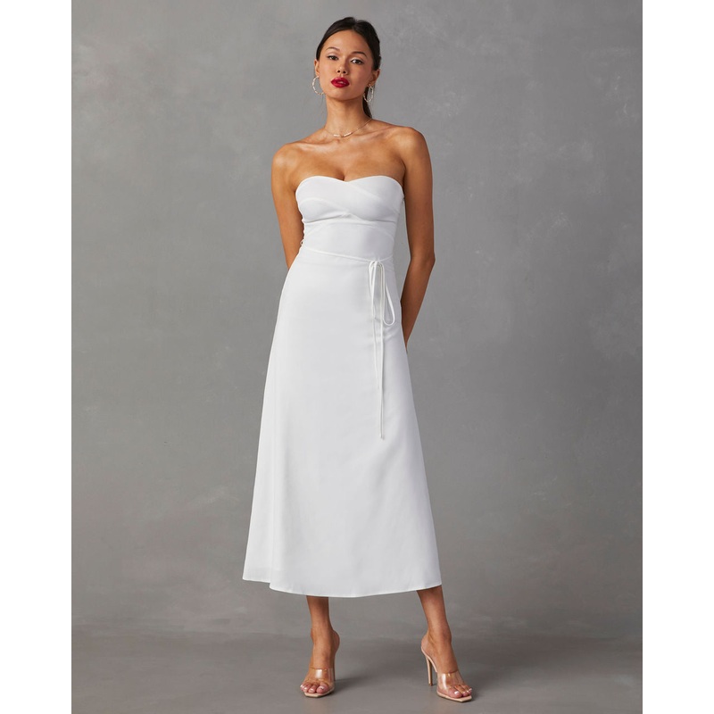 Milos Strapless Midi Dress White XS