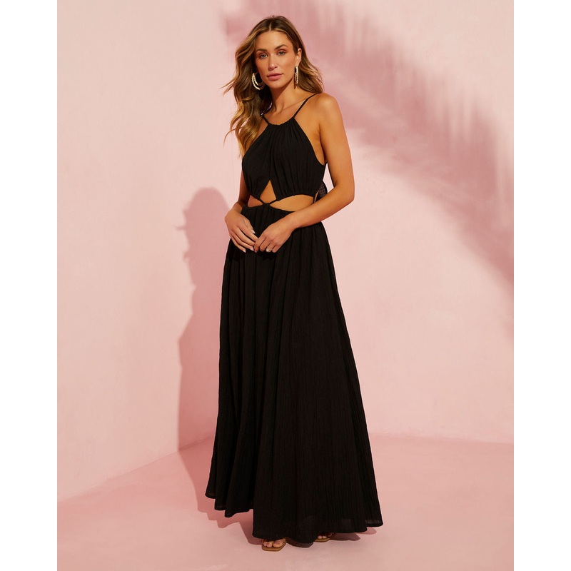 Orlaith Halter Cut Out Maxi Dress Black XS