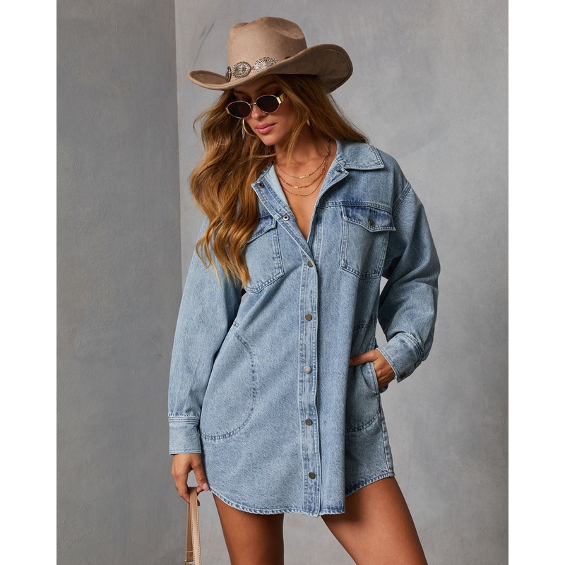 Tawnelle Denim Mini Dress Washed Denim XS