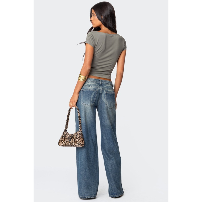 Vyxen Vintage Washed Low Rise Jeans BLUE VINTAGE WASHED XS