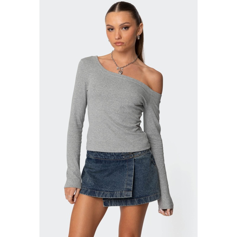 Adelaine Asymmetric Top GRAY MELANGE XS