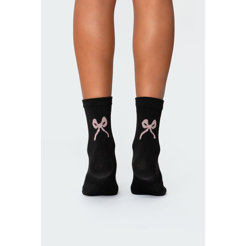 Bow Socks BLACK OS