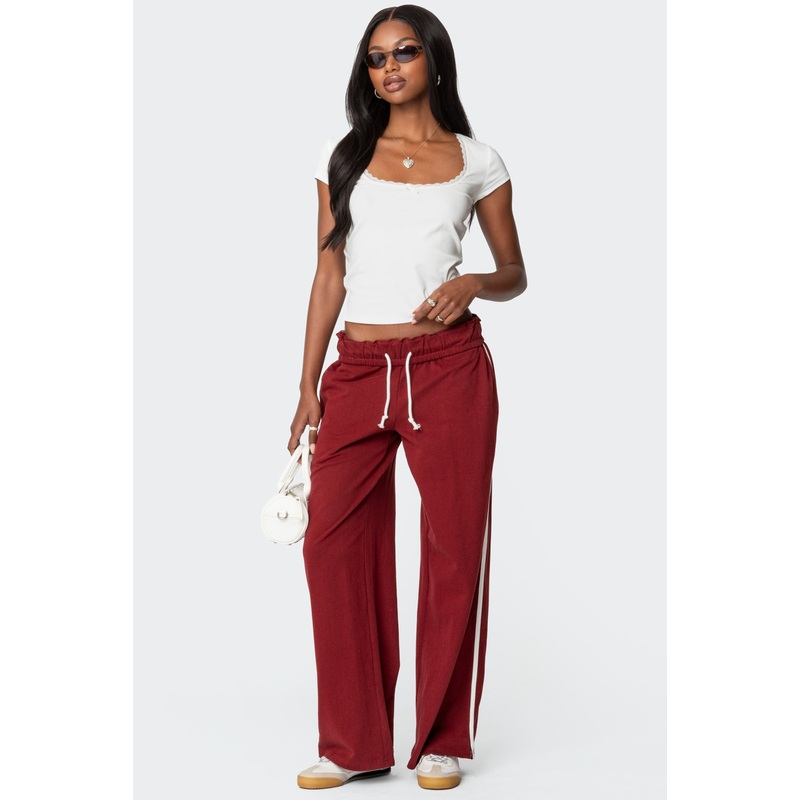 Chance Fold Over Sweatpants BURGUNDY XS