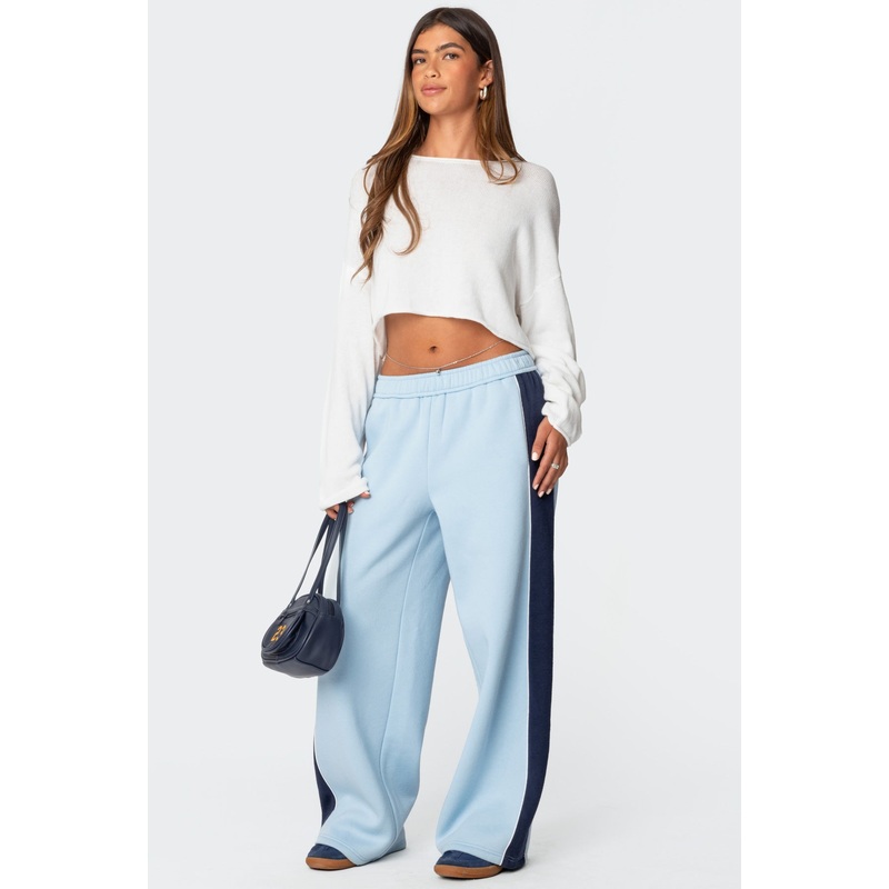 Contrast Panel Sweatpants LIGHT BLUE XS