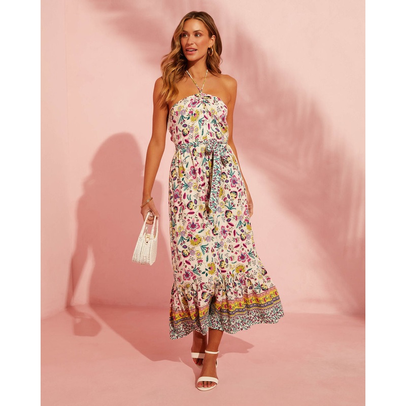 Greyson Halter Floral Maxi Dress Multi S