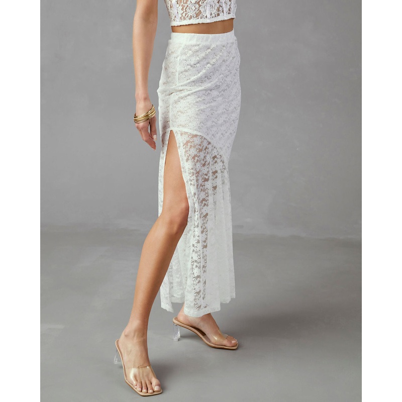 Yours Truly Lace Maxi Skirt Off White S