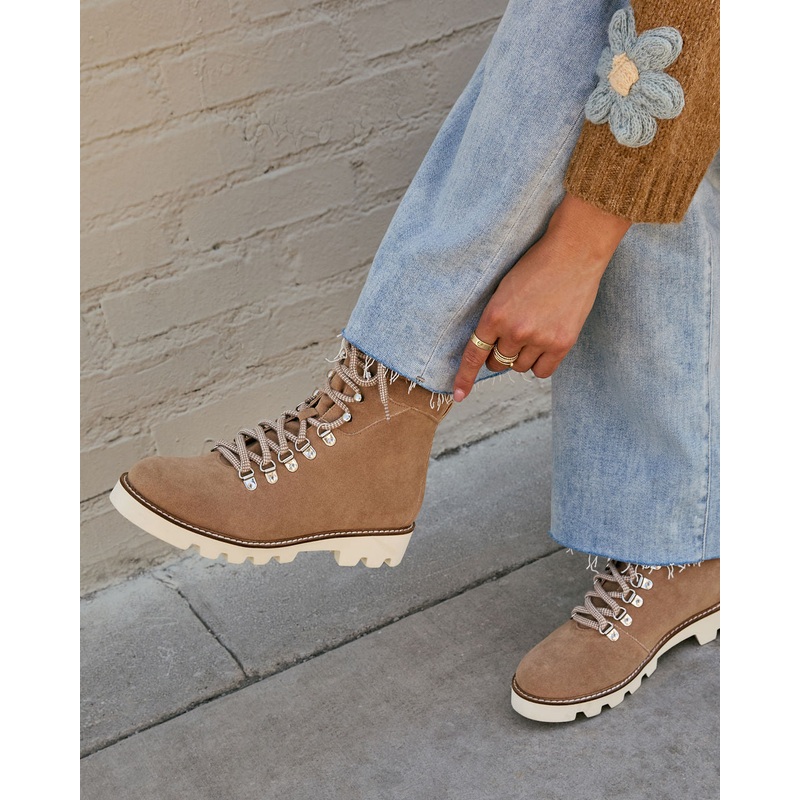 Arlene Faux Suede Lace Up Boot Brown 6