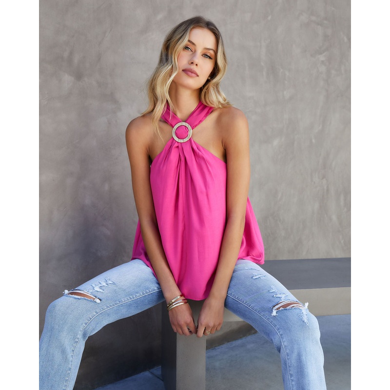 Briella Halter Top Hot Pink S