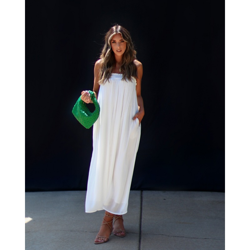 Gracia Everyday Sleeveless Pocketed Midi Dress Ivory S/M