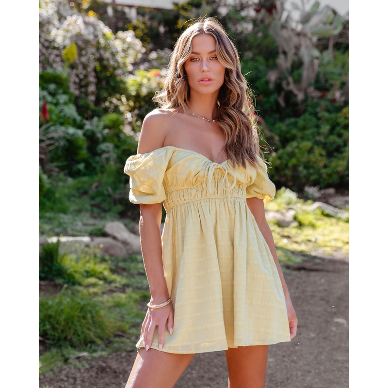 Jayde Puff Sleeve Front Tie Mini Dress Dusty Lime S