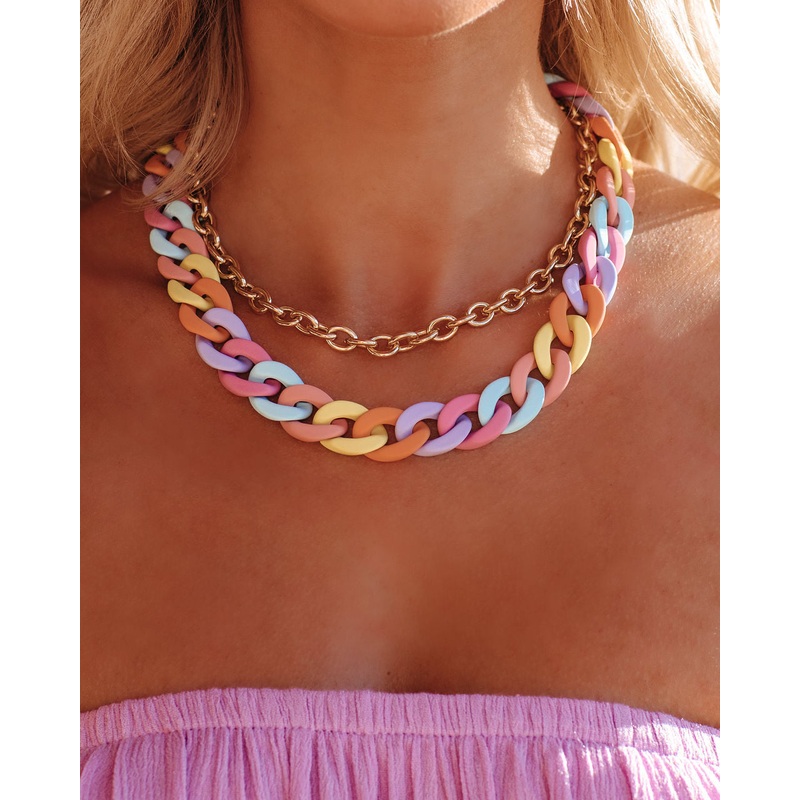Like Candy Layered Chain Necklace Multi O/S