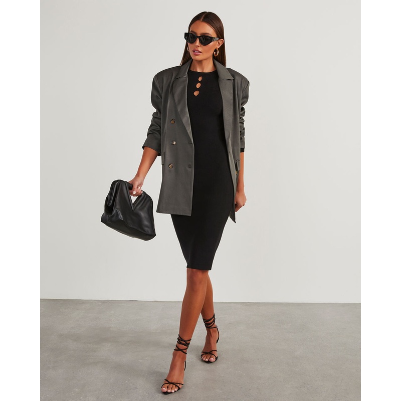 Masey Knit Cutout Midi Sweater Dress Black XS