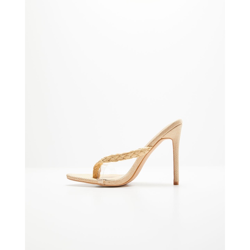 Nitro Woven Strap Slip On Stiletto Heels Nude 5.5