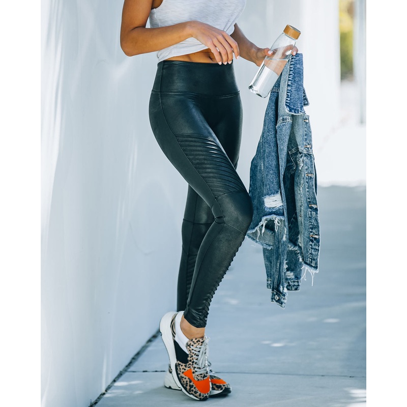 Spanx  Faux Leather Moto Leggings Black XS