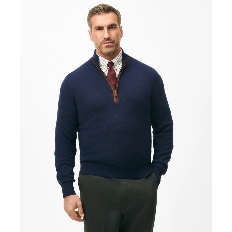 Big & Tall 3-Ply Cashmere Half-Zip Sweater