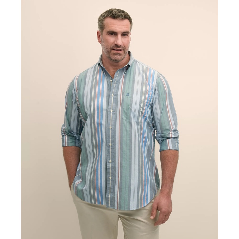 Big & Tall Friday Shirt, Poplin Awning Stripe
