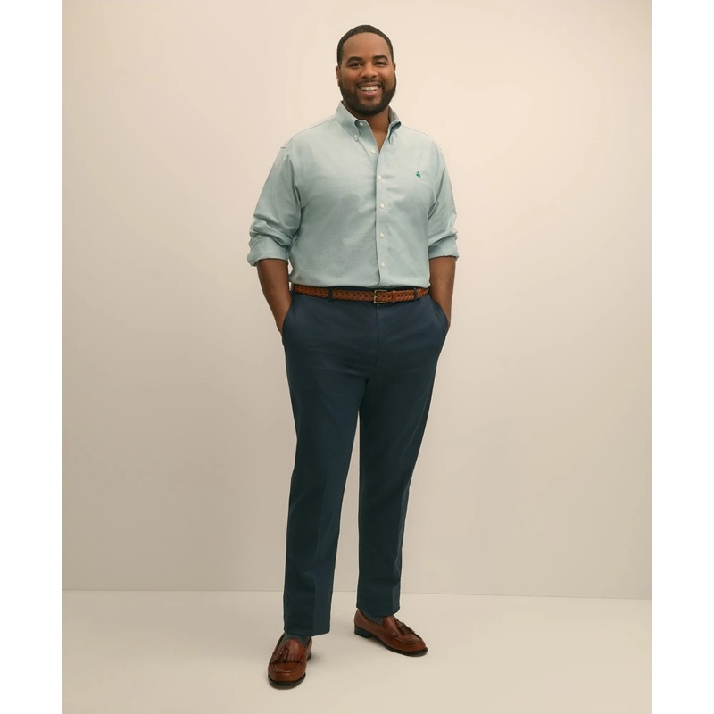 Big & Tall Stretch Cotton Non-Iron Oxford Polo Button Down Collar Shirt