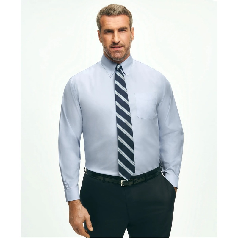 Big & Tall Stretch Dress Shirt, Non-Iron Pinpoint Button-Down Collar