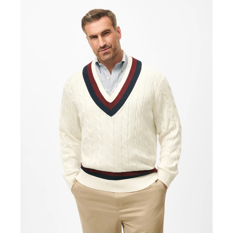 Big & Tall Supima Cotton Cable Tennis Sweater