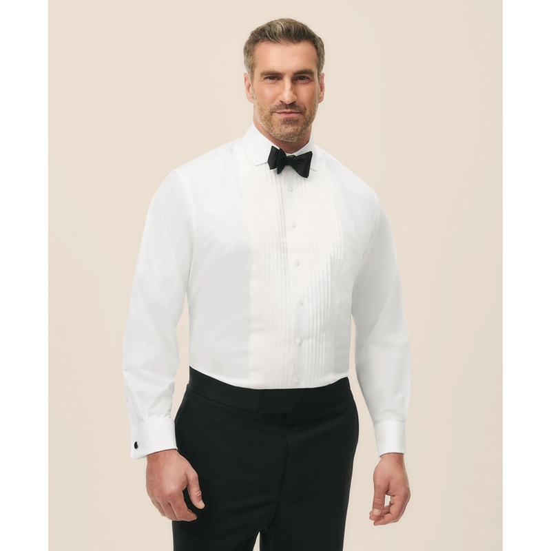 Big & Tall Supima Cotton Poplin English Collar, 10-Pleat Tuxedo Shirt
