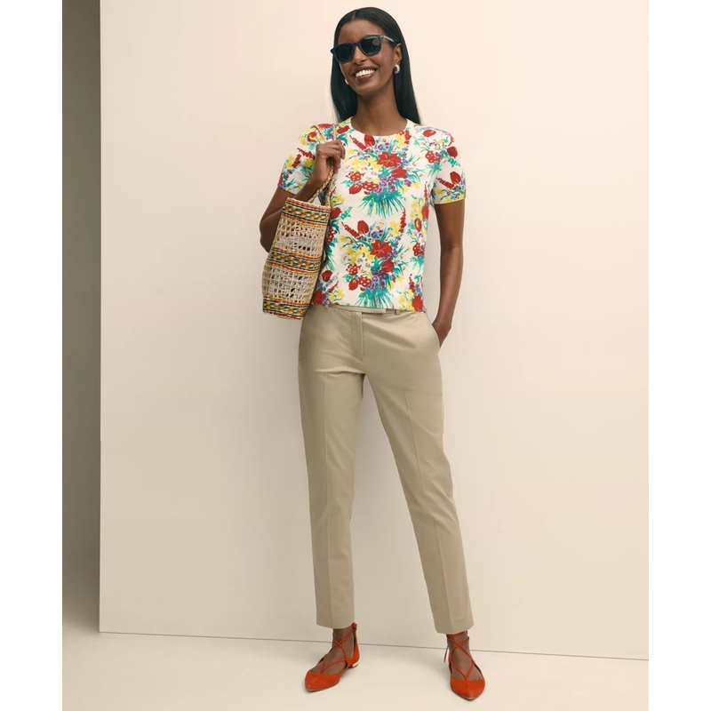 Floral Short-Sleeve Shell in Cotton