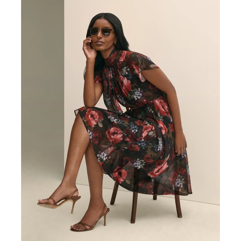 Flutter-Sleeve Halter Dress