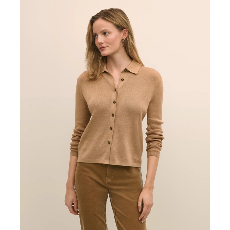 Mercerized Cotton Polo Cardigan