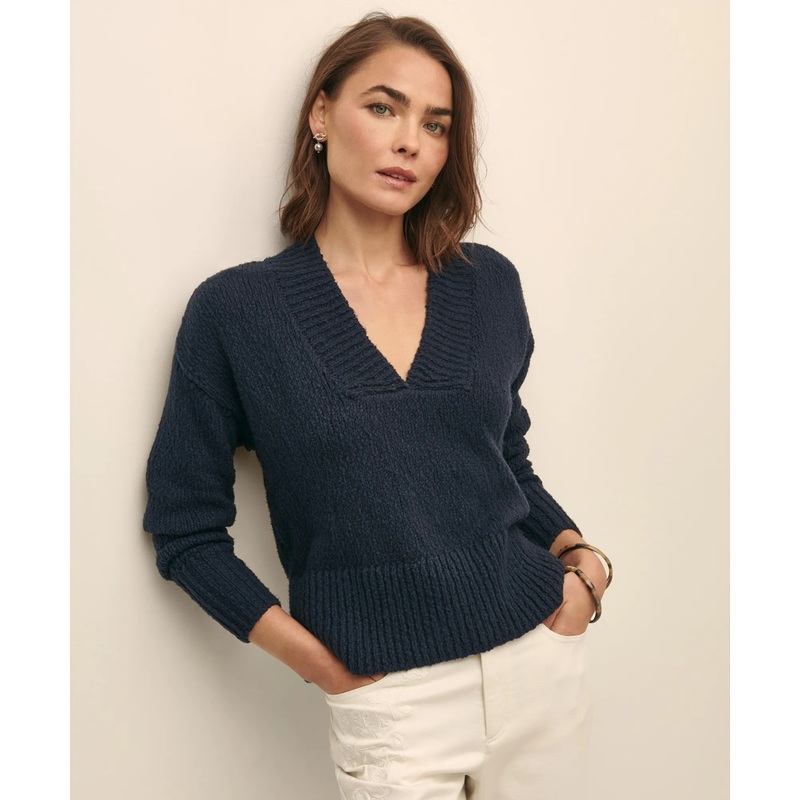 Relaxed Cotton V-Neck Sweater