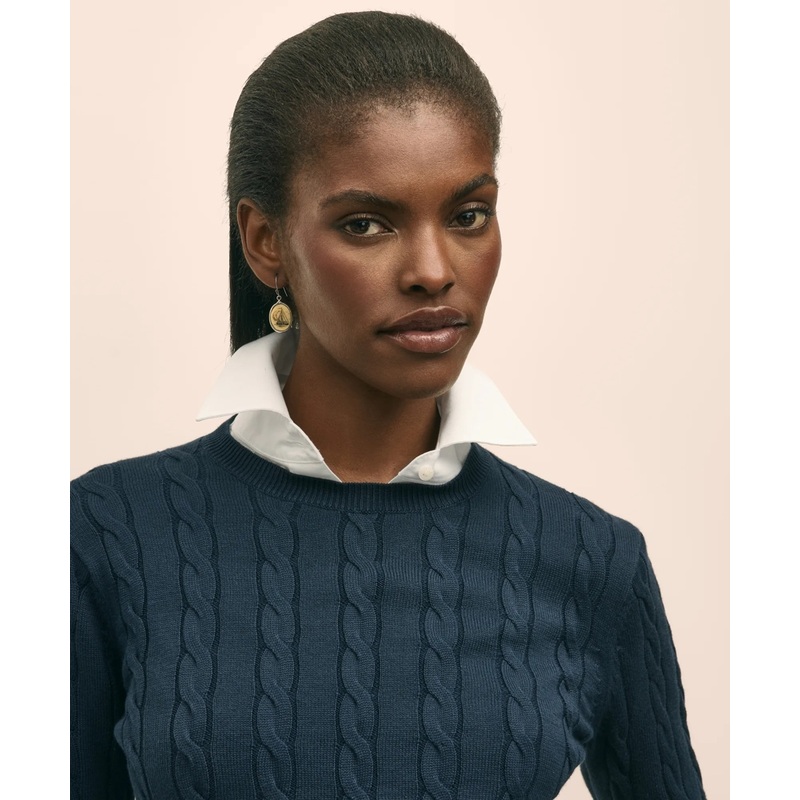 Supima Cotton Cable Crewneck Sweater