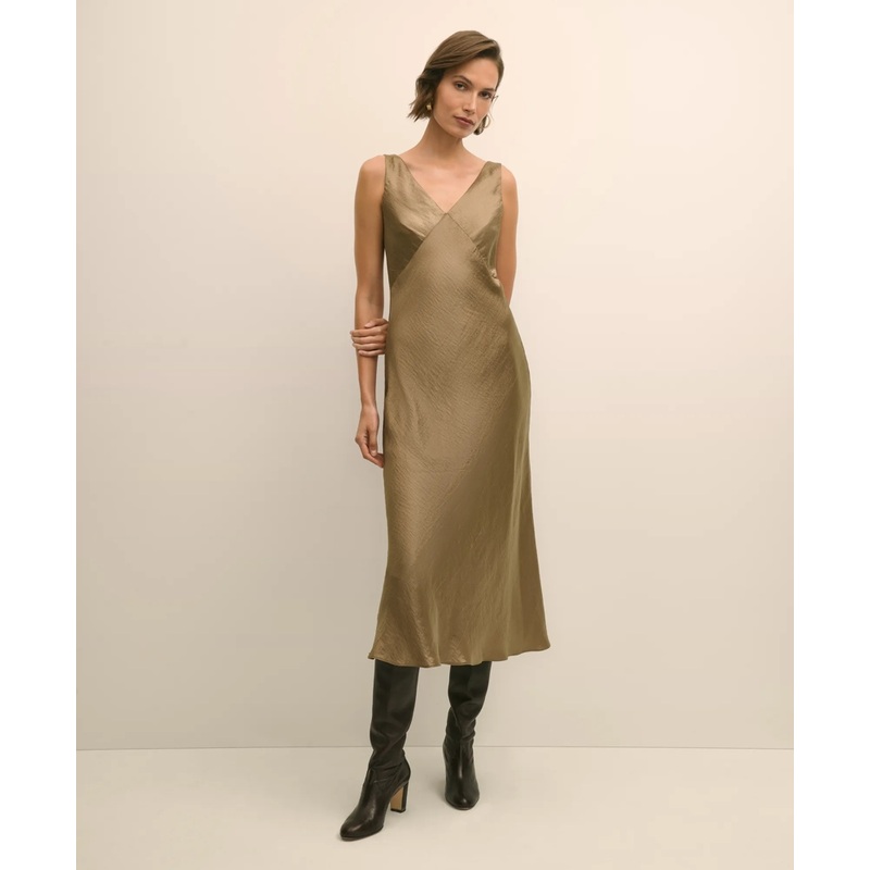 Viscose Bronze-Gold Slip Dress