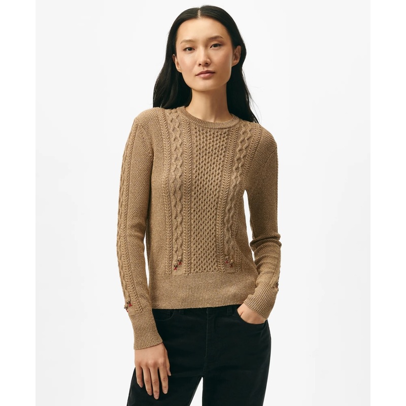 Women’s Lunar New Year Shimmer Cable Knit Snake Motif Sweater