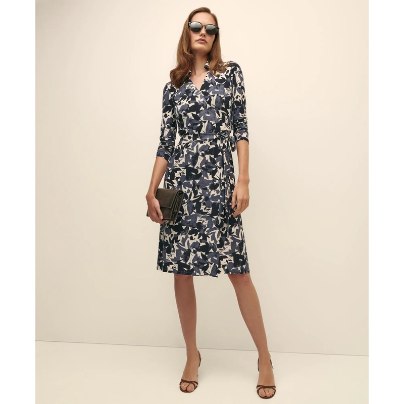 Abstract Print Wrap Dress