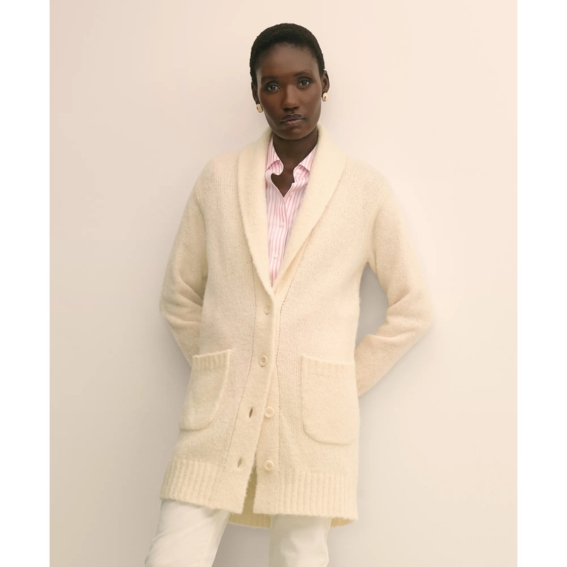 Alpaca-Wool Blend Shawl Collar Tunic Cardigan