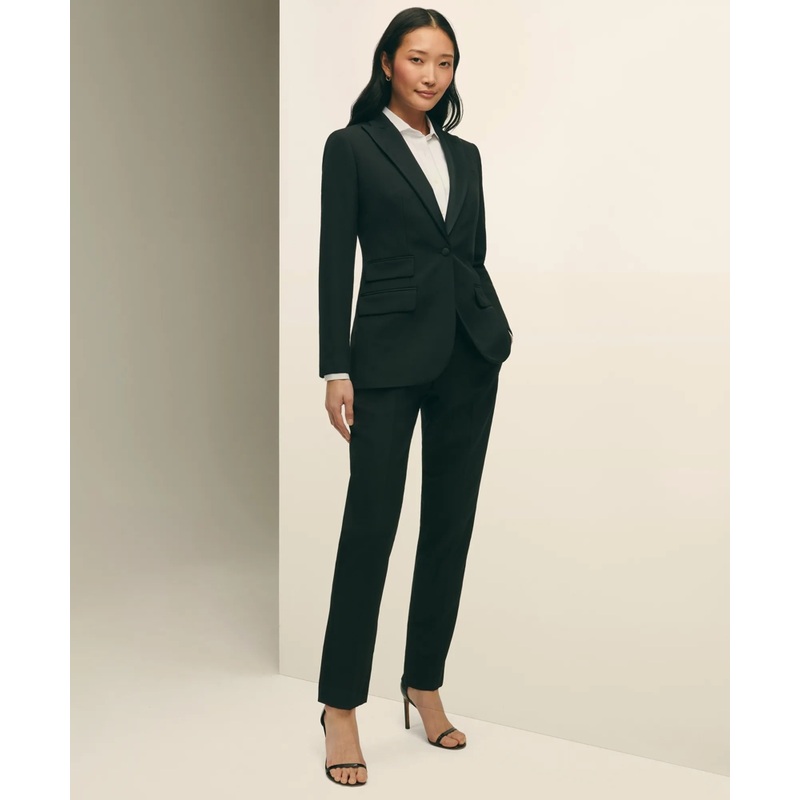 Black Fleece Tuxedo Pants in Wool