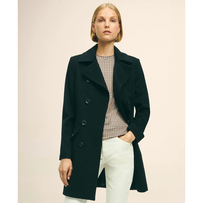 Brushed Wool Double-Breasted Peacoat