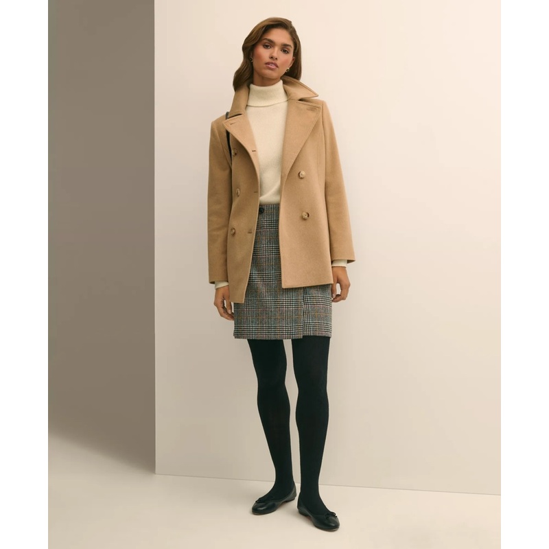 Brushed Wool Peacoat with Throat Latch