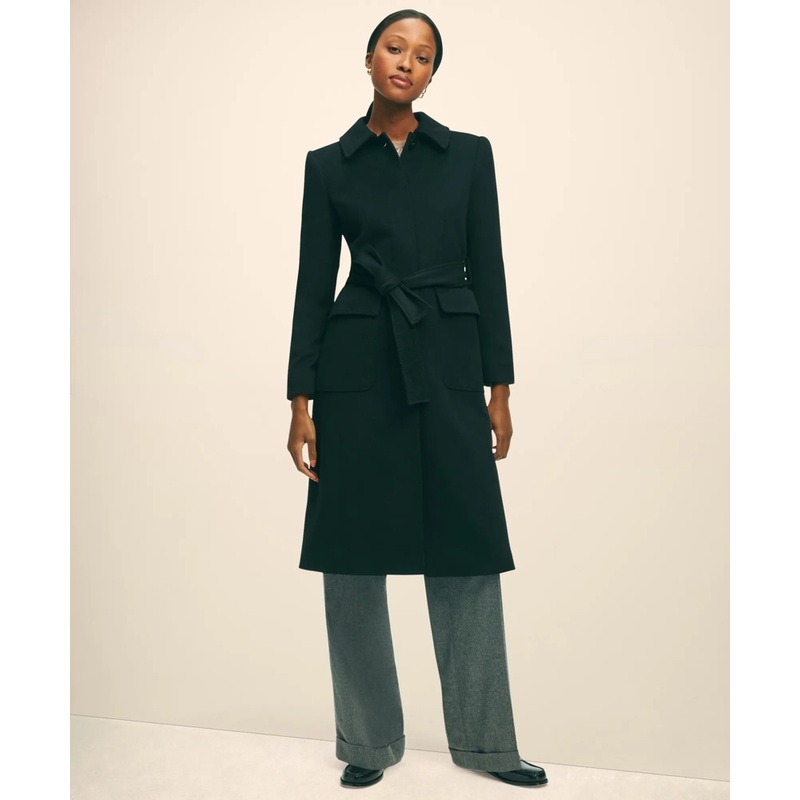 Brushed Wool Twill Wrap Coat