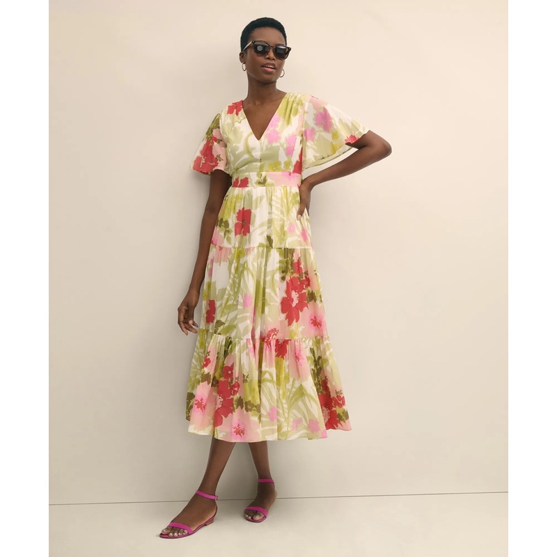 Cotton Floral Tiered Maxi Dress