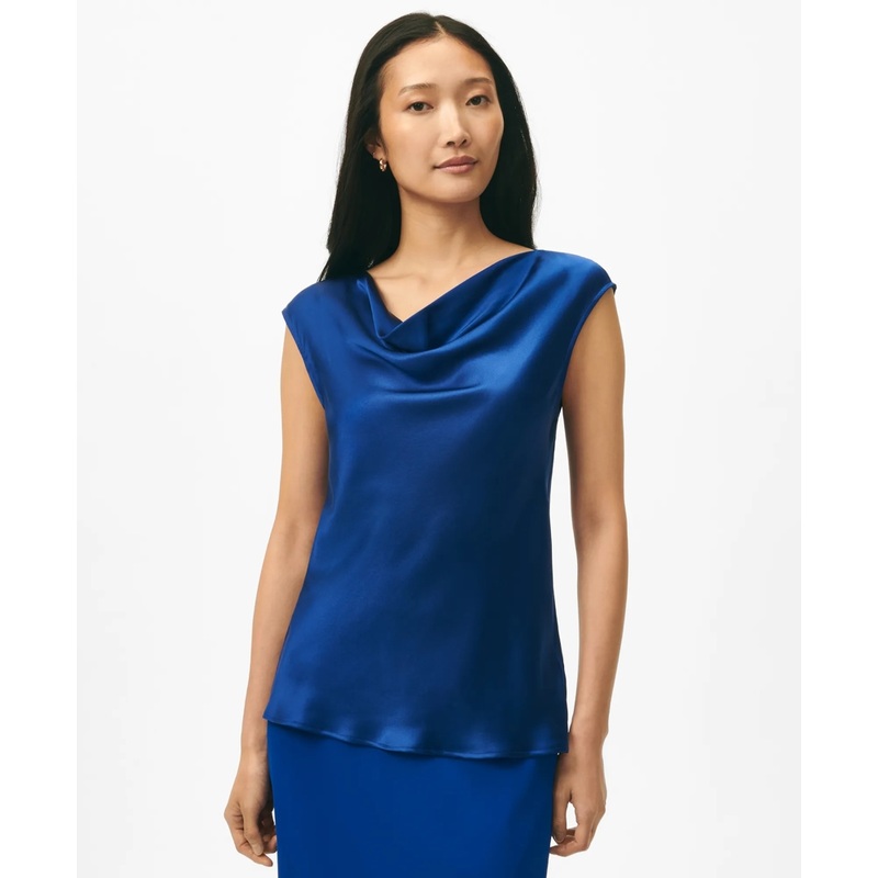 Cowl Neck Blouse in Washable Silk Charmeuse