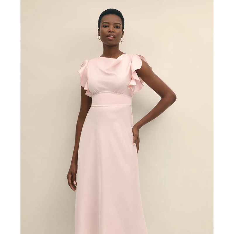 Crepe Butterfly Sleeve Maxi Dress