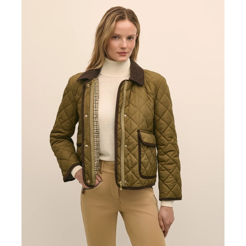 Cropped Quilted Hooded Jacket With Suede Trim
