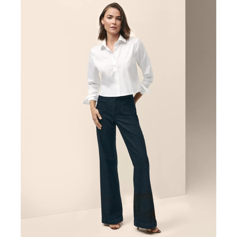 Cropped Shirt in Stretch Supima Cotton