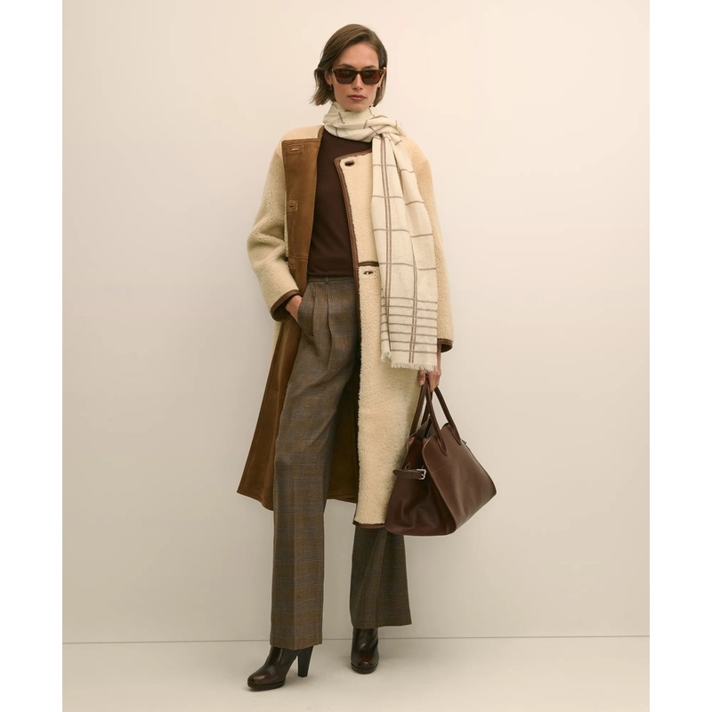 Double-Breasted Shearling Coat