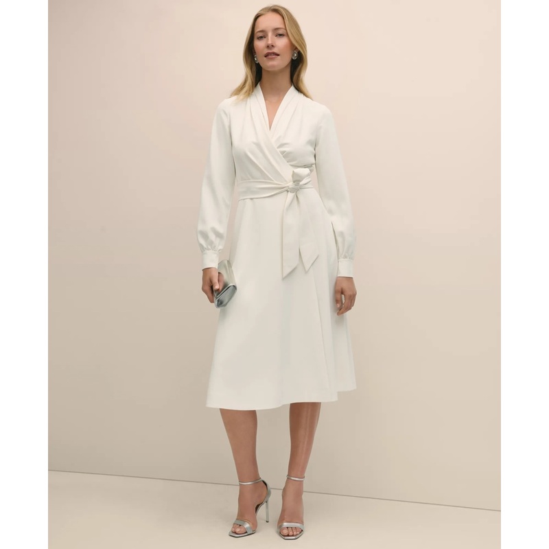 Fit-And-Flare Crepe Wrap Dress
