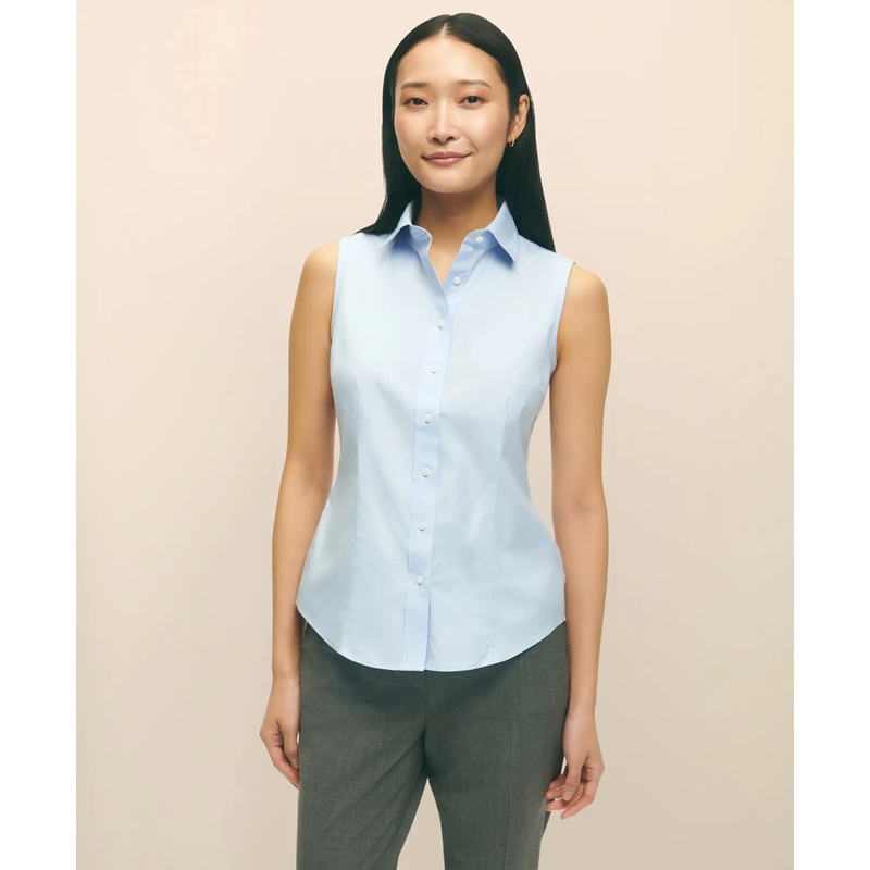Fitted Non-Iron Stretch Supima Cotton Sleeveless Dress Shirt