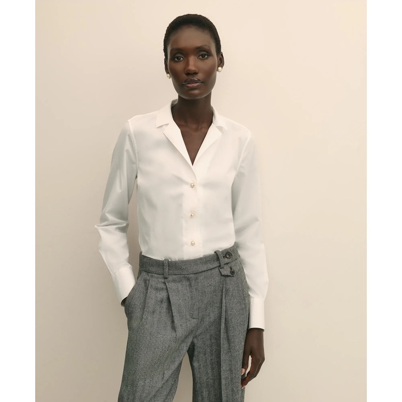 Fitted Supima Cotton Open Notch Collar, Dress Shirt