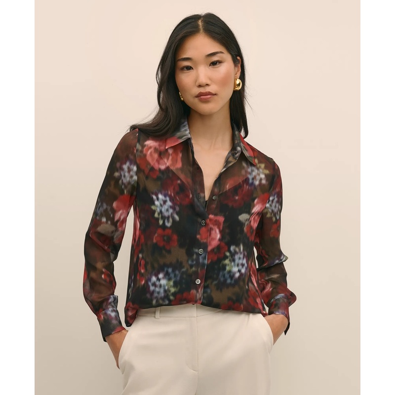 Floral Print Sheer Blouse with Camisole