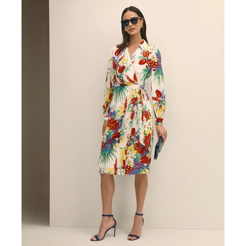 Floral Wrap Dress in Crepe