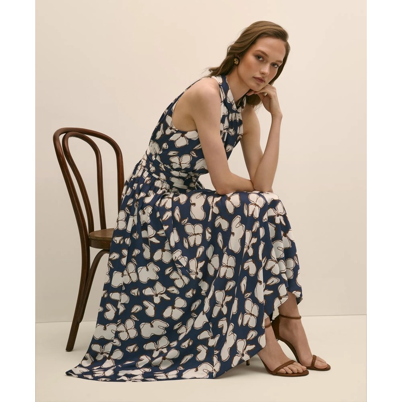 Halter Dress in Abstract Floral Print