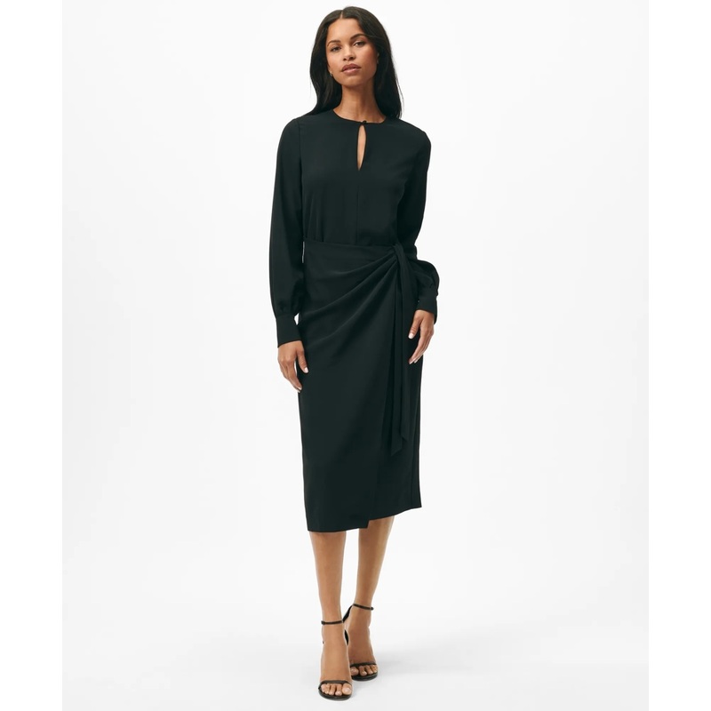 Keyhole Dress in Fine Twill Stretch Crepe